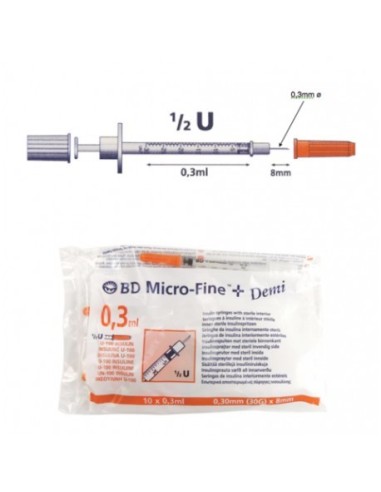 SERINGA 0,3 ML. AGULHA DE INSULINA MICROFINA 30G U-100 SACO 10 UNID