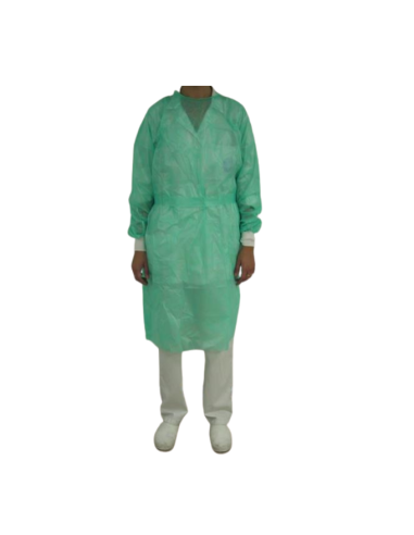 BATA CIRÚRGICA ESTERILIZADA COM PUNHOS ELÁSTICOS, COR VERDE