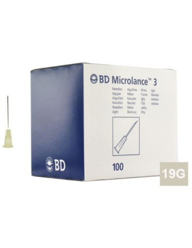 AGULHA 1.1mm X 25mm, 19G 1" LUER BOX 100 pcs. (creme)