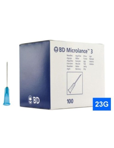 AGULHA 0.6mm X 25mm, 23G 1" LUER BOX 100 pcs. (azul)