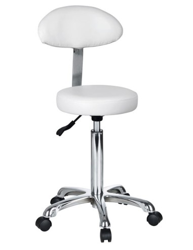TABURETE CON RESPALDO ELEVACION A GAS COLOR BLANCO