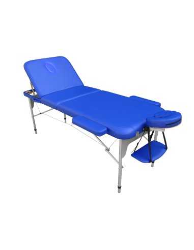 MESA DE MASSAGEM DOBRÁVEL EM ALUMÍNIO C.I AZUL